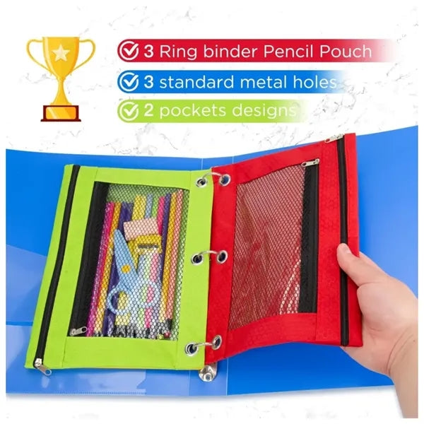 3 Ring Binder Pencil Pouch with Zipper