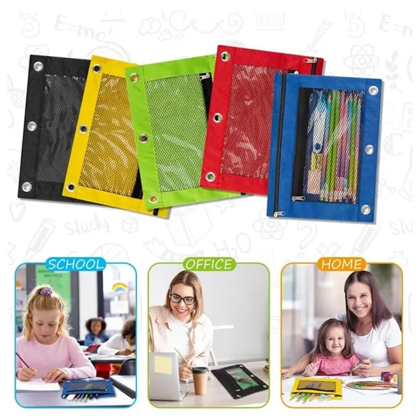 3 Ring Binder Pencil Pouch with Zipper