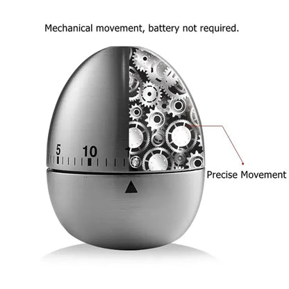 Stainless Steel Egg Kitchen Timer with 60-Min Countdown
