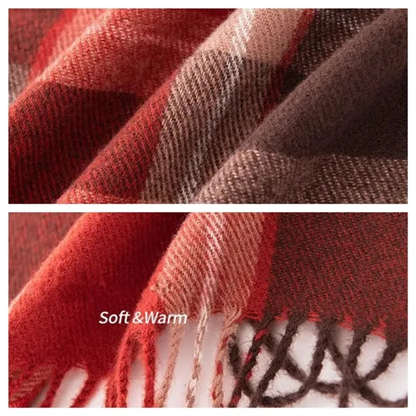 Women's Winter Plaid Scarf Soft Warm Pashmina Wrap