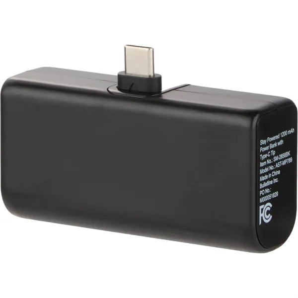 Stay Powered 1200 mAh Power Bank with Type-C Tip