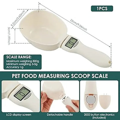 Electronic weighing spoon for pet feeding