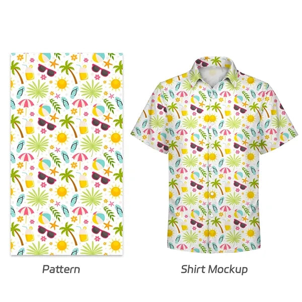 Men's 135gsm Dye Sublimated Stretch Poly Hawaiian Shirt