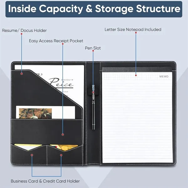 A4 Padfolio Portfolio Leather Binder