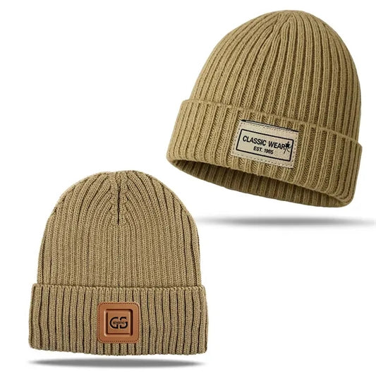 Custom Logo Ribbed Knit Cuffed Beanie for Winter