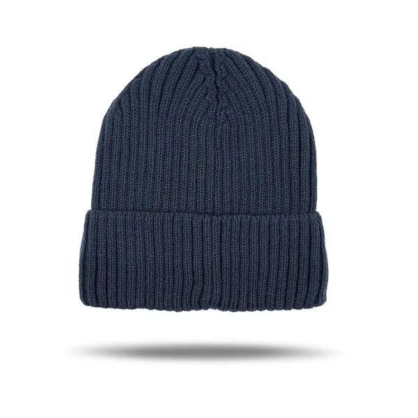 Custom Logo Ribbed Knit Cuffed Beanie for Winter