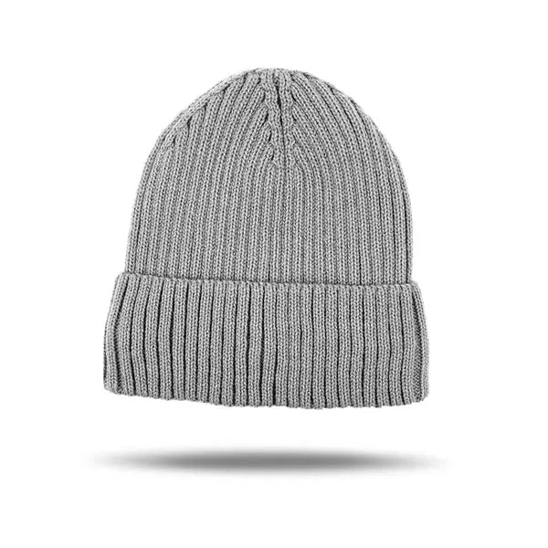 Custom Logo Ribbed Knit Cuffed Beanie for Winter