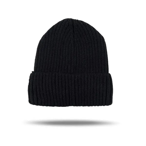 Custom Logo Ribbed Knit Cuffed Beanie for Winter