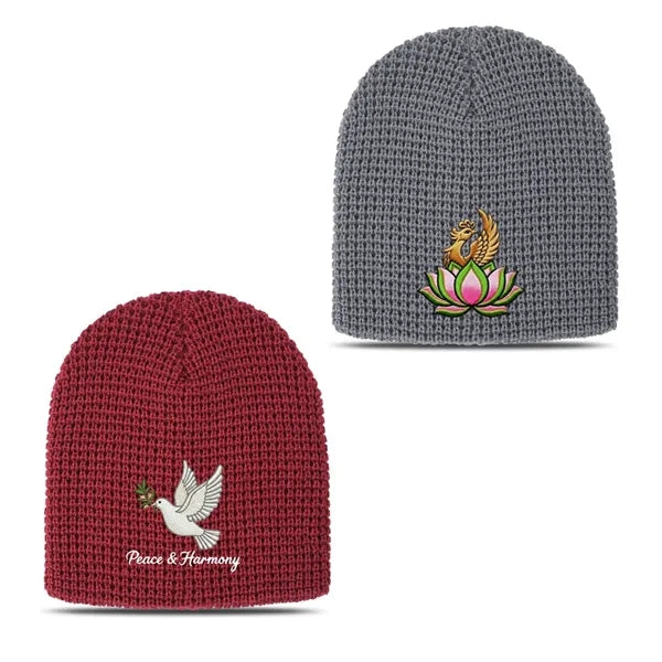 Unisex Winter Waffle Knit Beanie Hat