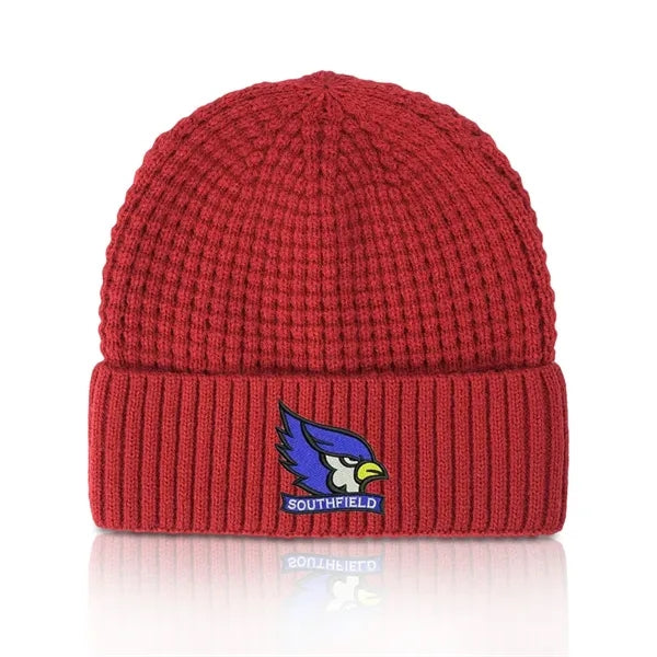 Unisex Acrylic Waffle Knit Cuffed Beanie Hat