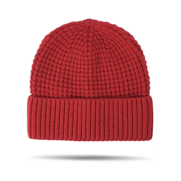 Unisex Acrylic Waffle Knit Cuffed Beanie Hat