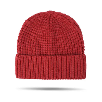 Unisex Acrylic Waffle Knit Cuffed Beanie Hat