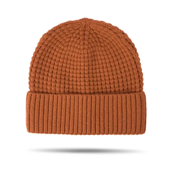 Unisex Acrylic Waffle Knit Cuffed Beanie Hat