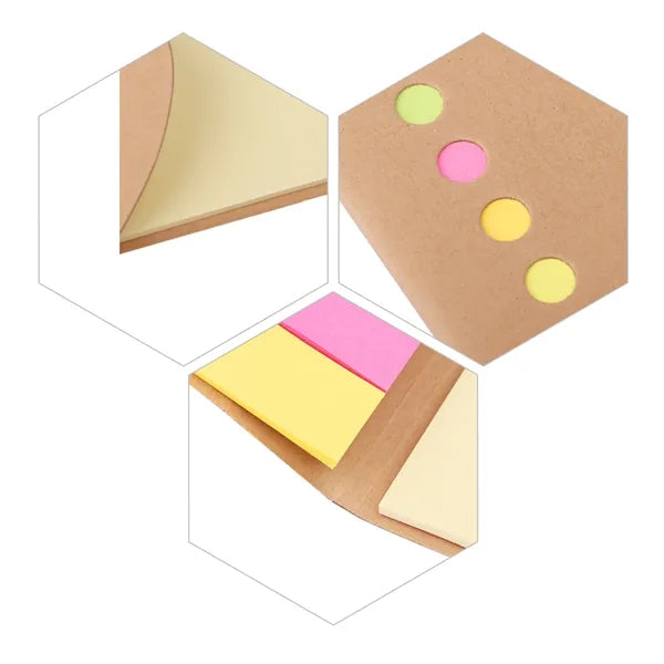 Mini Kraft Paper Cover Sticky Note Memo Pad W/ Color Sticker