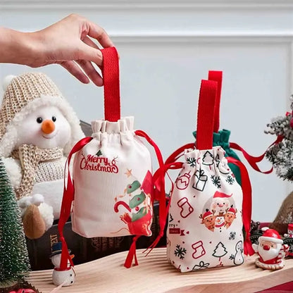 Xmas Drawstring Canvas Gift Bags