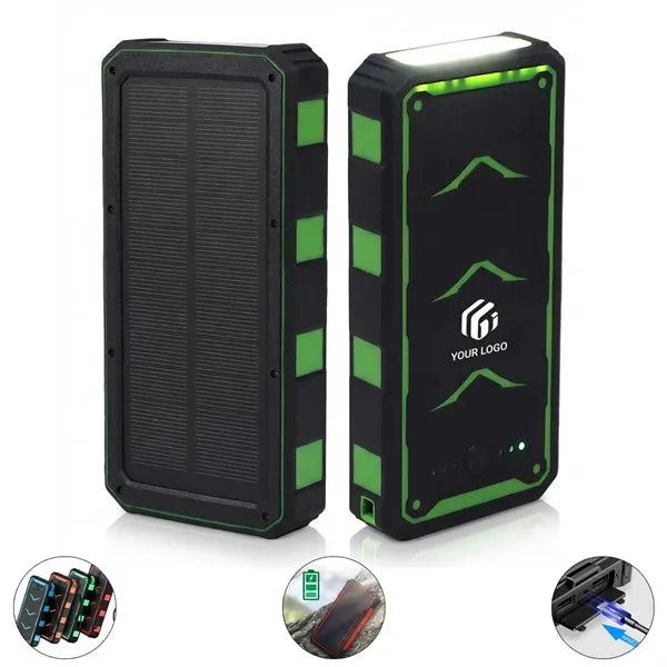 20000mAh portable waterproof solar power bank with flaslight