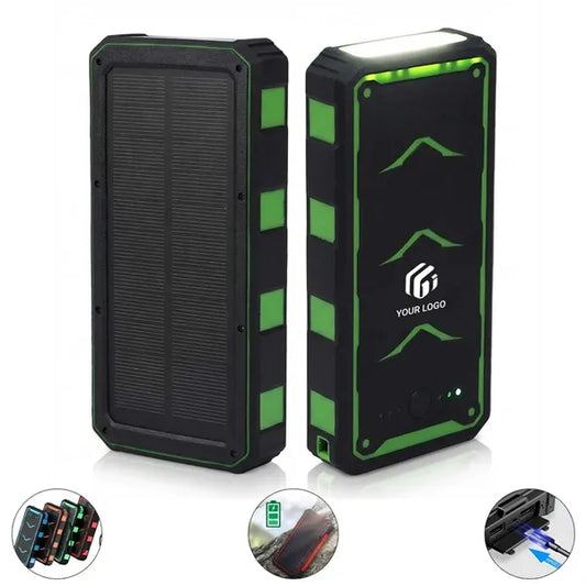 20000mAh portable waterproof solar power bank with flaslight