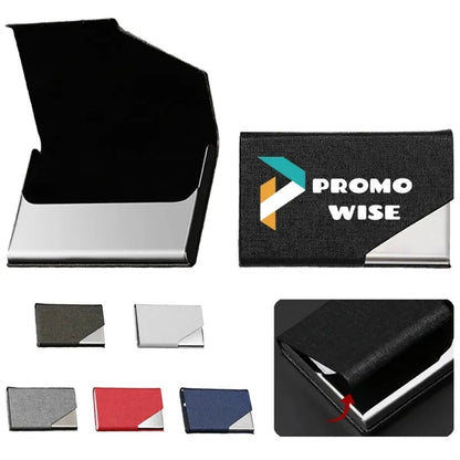 Leather And Stainless Steel Magnetic Business Card Holder