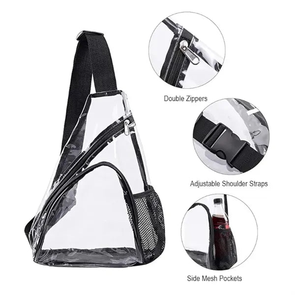 Clear PVC Stadium Sling Bag Transparent Crossbody Backpack
