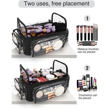 Makeup Brush Travel Case with Stand-Up Organizer