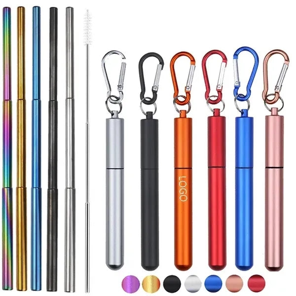 Collapsible Telescopic Stainless Steel Straws Kit