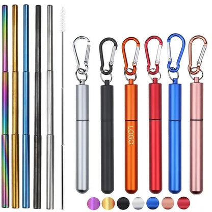 Collapsible Telescopic Stainless Steel Straws Kit