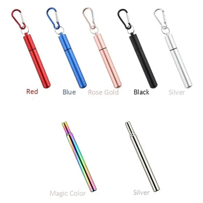 Collapsible Telescopic Stainless Steel Straws Kit