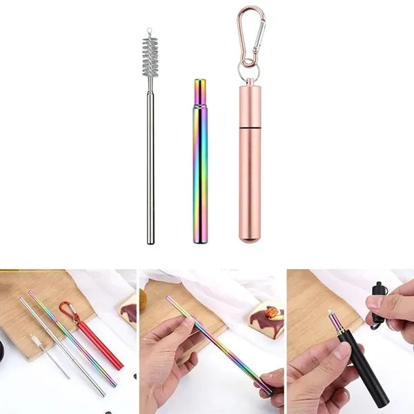 Collapsible Telescopic Stainless Steel Straws Kit