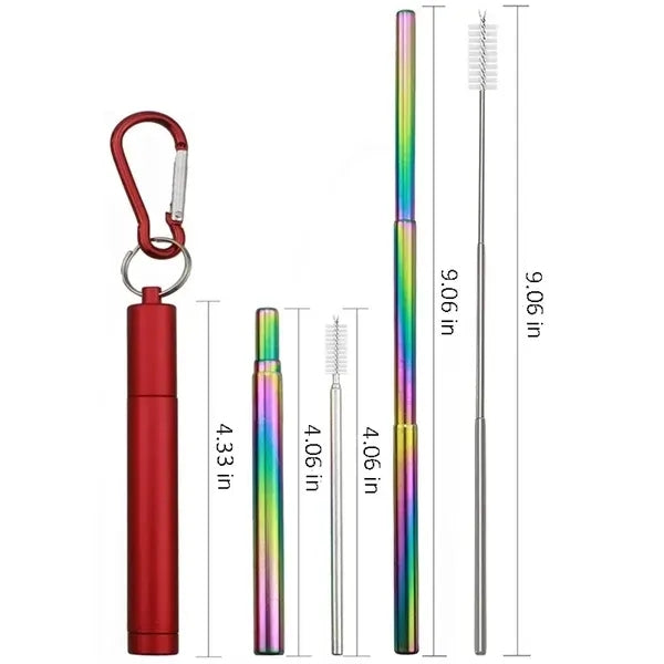Collapsible Telescopic Stainless Steel Straws Kit