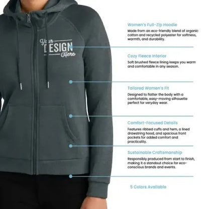 Allmade Women's Organic CVC Fleece Full-Zip Hoodie