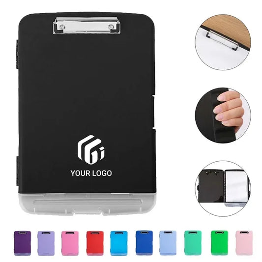 A4 Plastic Storage Side-Opening Clipboard with Pen Holder