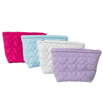 Quilted Heart-Shaped Handheld Pouch