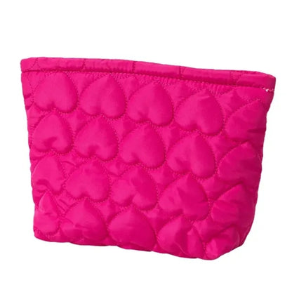 Quilted Heart-Shaped Handheld Pouch