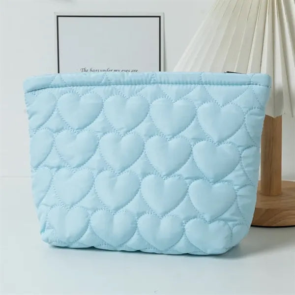 Quilted Heart-Shaped Handheld Pouch
