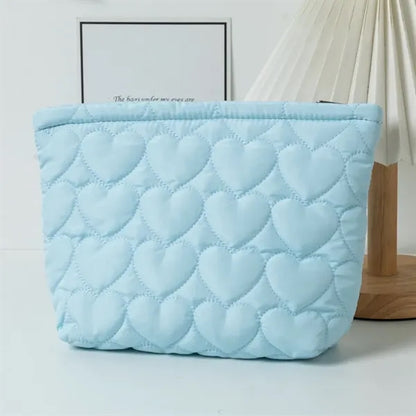 Quilted Heart-Shaped Handheld Pouch
