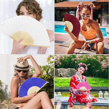 Full-color Bamboo Paper Fan Handheld