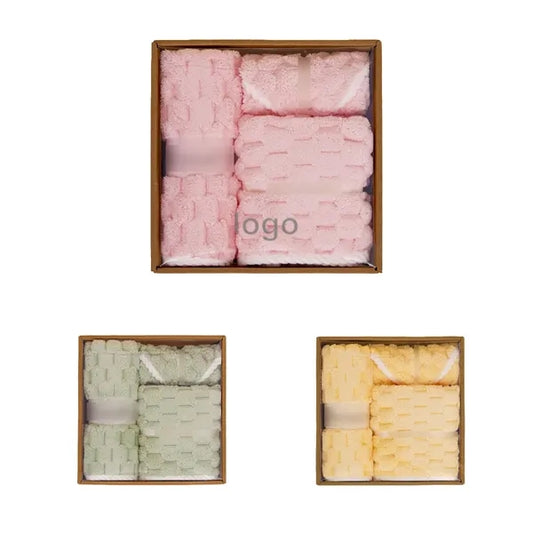 Coral Fleece Towel Square Scarf Bath Cap Gift Box Set