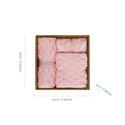 Coral Fleece Towel Square Scarf Bath Cap Gift Box Set