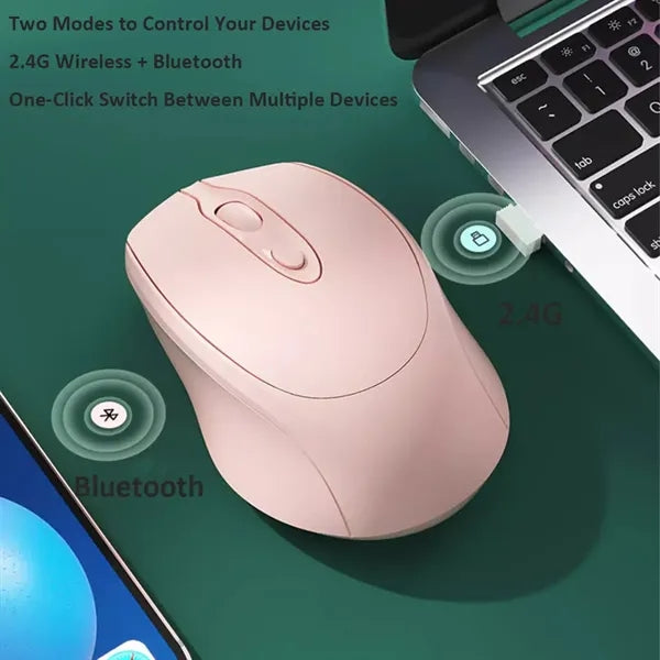 Silent Dual Mode Wireless Mouse 2.4G Rechargeable USB