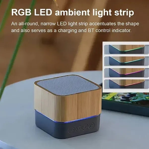 RGB Light Bamboo Wireless Speaker with TF Slot