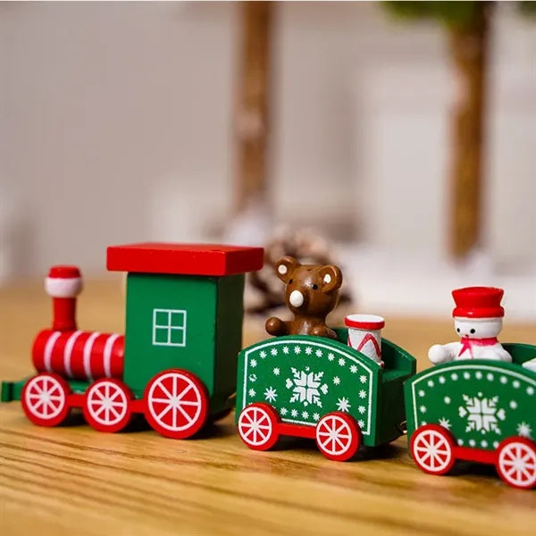 Wooden Train Set Xmas Table Decor