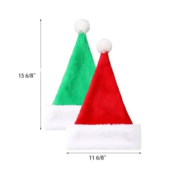 Christmas Hat Plush Faux Fur Velvet Santa Cap