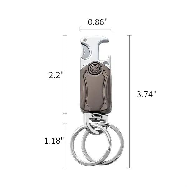 Key Ring with Cutter Bottle Opener 360 Rotating Gyro Chain
