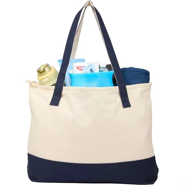 Color Accent Zippered Cotton Tote