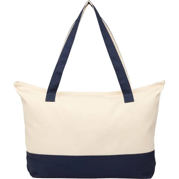 Color Accent Zippered Cotton Tote