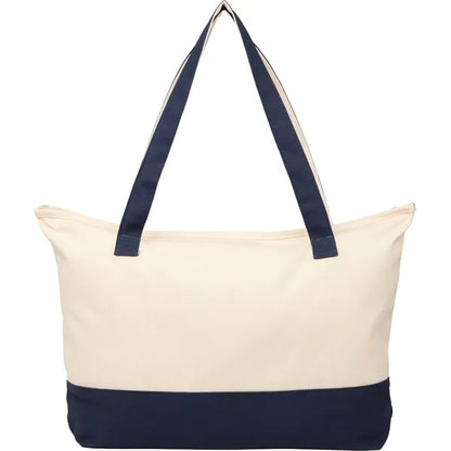 Color Accent Zippered Cotton Tote
