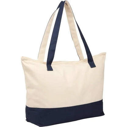Color Accent Zippered Cotton Tote