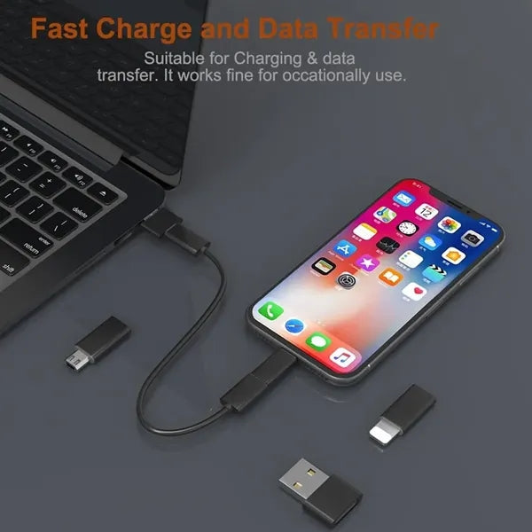 Round Bamboo Multi USB Charging Adapter Cable Kit