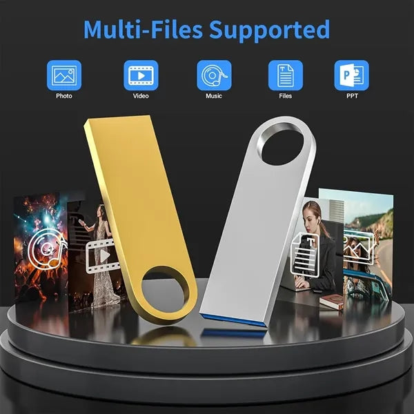 High-Speed USB 32GB Metal Flash Drive with Keychain