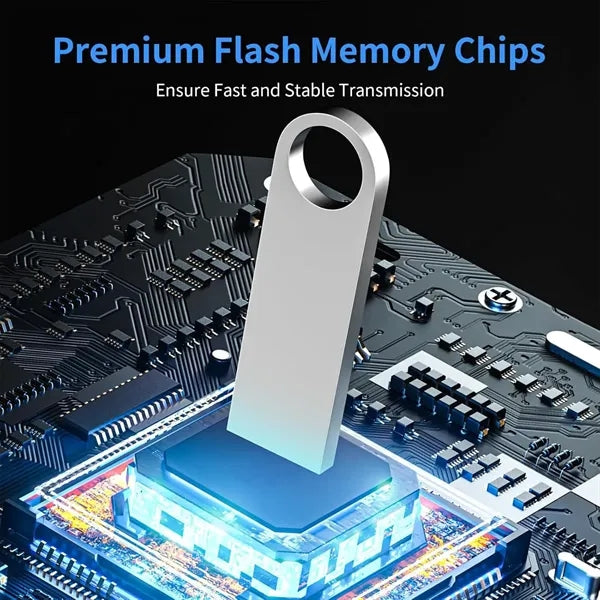 High-Speed USB 32GB Metal Flash Drive with Keychain